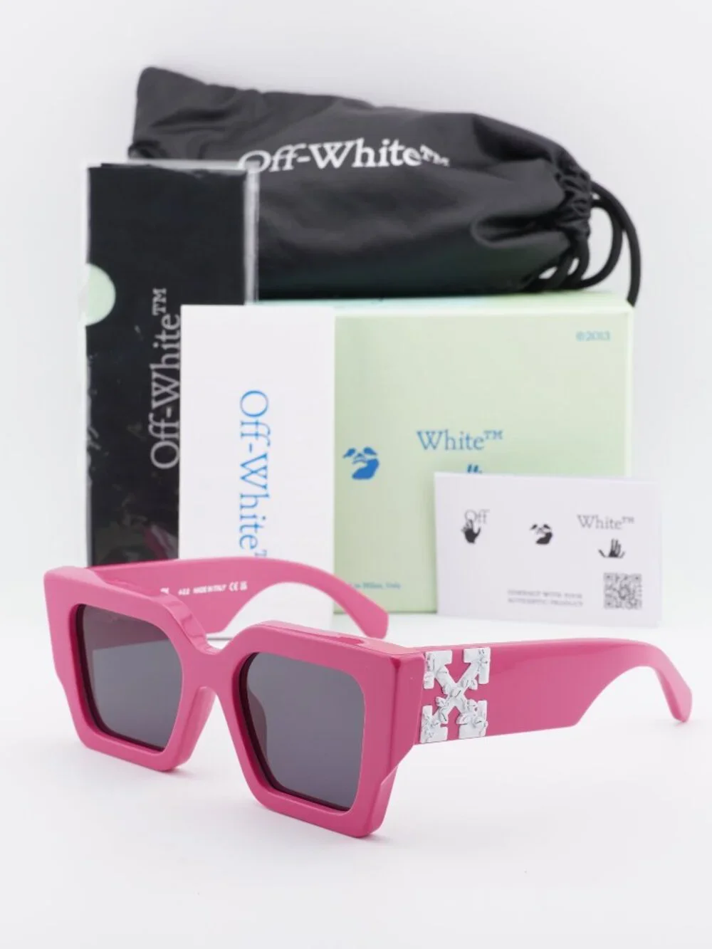 Off-White OERI003 6807 Square Sunglasses – Pink / Grey